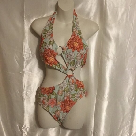 Shein Floral Flower Cutout Push up One Piece Swimsuit Bikini L - Picture 9 of 10